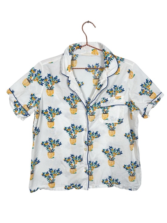 Printfresh Other - Printfresh Citrus Plant Button Up Short Sleeve Top